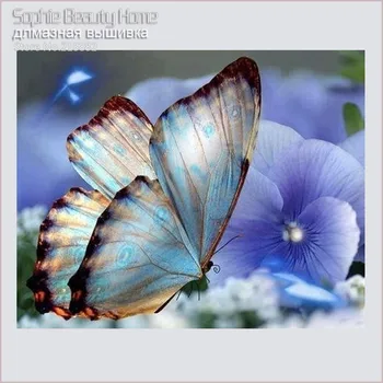 Wyroby Z Żywicy Diy Diamentowa Malarstwo Diamentowa Mozaika Sukienka Haft Prezent Narzędzia Diamentowe Wzór Niebieskie Kwiaty Motyl