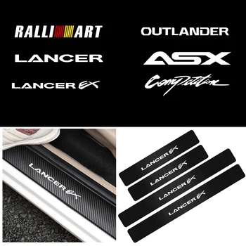 Samochód-stylizacja 4szt ochrona progu drzwi z włókna węglowego naklejka dla Mitsubishi ASX Lancer Ralliart Outlander Lancer EX godło