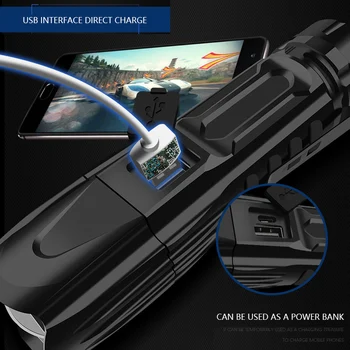 Potężny XHP90.2 Xlamp latarka taktyczna latarka USB Akumulator Latarka wodoodporna Latarka Smart Chip Control akumulator 26650