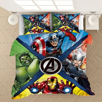 Czarne złoto zestaw пододеяльников dla pylących koce Avengers Alliance zestaw pościeli z 2 наволочками Iron Man, Hulk dzieci chłopcy domowe pościel AU/EU/US
