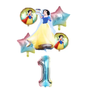 6szt urodziny Śnieżka, Bella Aurora sześć Księżniczka balony dekoracje urodzinowe 32-calowy nr balony dzieci dziewczynka zabawki