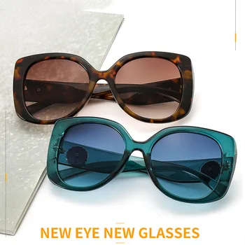 SHAUNA oversize damskie kryształowe okulary modne okrągłe cieniowane odcienie UV400