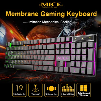 Plac klawiatura przewodowa imitacja mechanicznej klawiatury Gaming USB 104 Klawiszy rosyjska klawiatura do gier z podświetleniem RGB Key Board