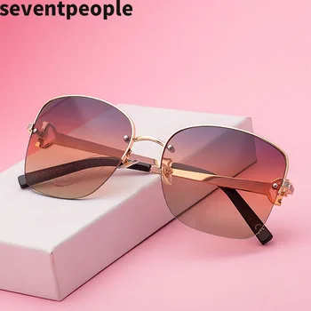 2020 Moda Pół-Bez Oprawy Okulary Kobiety Luksusowej Marki Projektant Ponadgabarytowych Kwadratowych Okulary Okrągłe Okulary Vintage Gafas De Sol