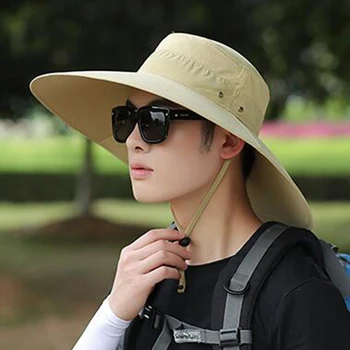 LVTZJ New UPF 50+ Sun Hats Bucket Summer Men Women Fishing Boonie Hat Sun UV Protection Long Large Wide Rondem Bob Hiking Outdoor