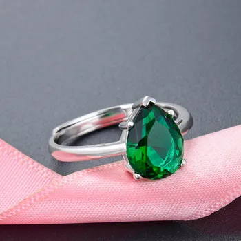 Bague Ringen Water Drop Kształcie Szmaragdowe pierścień dla kobiet klasyczny 925 srebro biżuteria zmienne wymiary kamieni akcesoria hurtownia partia