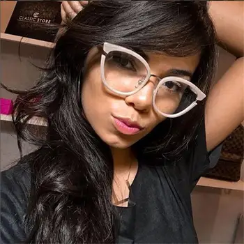 Sexy oprawa dla punktów Kocie oko okulary przezroczysta krótkowzroczność nerd okulary ramka luksusowe marki projektant czarne okulary okulary kobiety