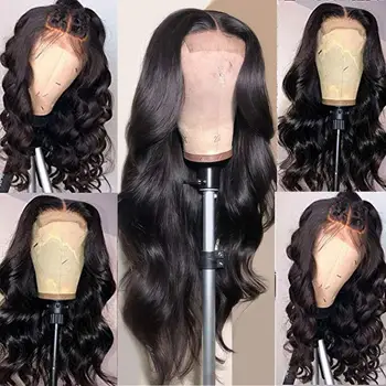 13X4 ciało fala Koronki peruka naturalna linia włosów ciało fala peruki ludzkich włosów brazylijskie wcześniej zerwane 4X4 błyskawiczny zamknięcie przednich peruki ludzkich włosów