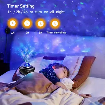 ZK50 USB LED Star Night Light Music Starry Water Wave LED Projector Light Bluetooth Sound Projector-Activated Projector Light