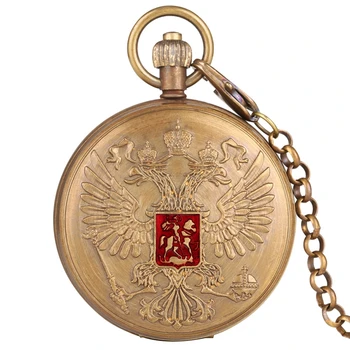 Dwugłowy orzeł herb Federacji Rosyjskiej Znak czysta miedź tourbillon mechaniczny naciąg ręczny zegarek łańcuch
