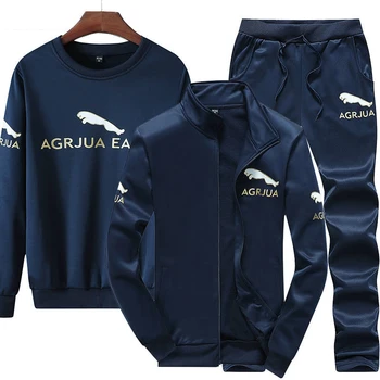 Marka męski Zimowy sport jogging zestaw casual odzież sportowa, bluzy 2020 męski zestaw 3 szt. ciepła kurtka spodnie odzież sportowa