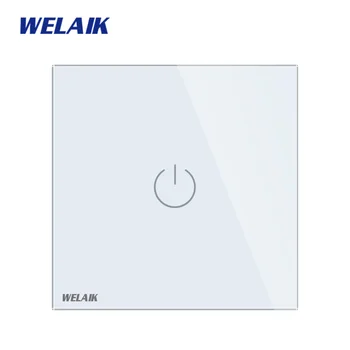 WELAIK UK Touch-Switch Crystal Glass Panel-Switch Wall-Intelligent Switch-Smart-Switch 1gang-1way LED-lampa B1911CW/B