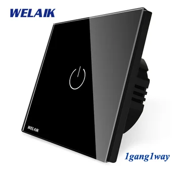 WELAIK UK Touch-Switch Crystal Glass Panel-Switch Wall-Intelligent Switch-Smart-Switch 1gang-1way LED-lampa B1911CW/B