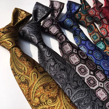 Nowy, Luksusowy męski krawat klasyczny pled pasek kwiat kwiatowy 8 cm żakardowe krawat akcesoria casual krawat ślubny prezent