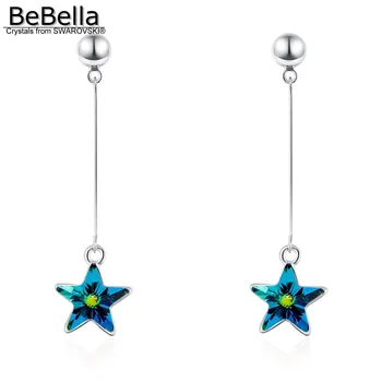 BeBella gwiazda pięcioramienna gwiazda wisiorek kolczyki kolczyki z kryształami od Swarovskiego biżuteria dla kobiet dziewczyna prezent na boże Narodzenie