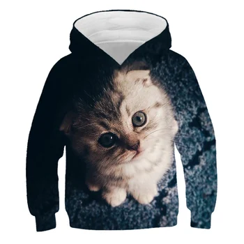 Dziewczyny lubią wysokiej jakości dorywczo sportowe druku 3D sweterek z kapturem dla dzieci całkowicie nowy, uroczy, kot szablon sweter odzież 4T-14T