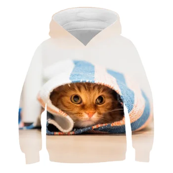 Dziewczyny lubią wysokiej jakości dorywczo sportowe druku 3D sweterek z kapturem dla dzieci całkowicie nowy, uroczy, kot szablon sweter odzież 4T-14T