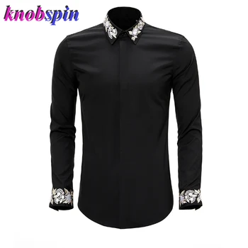 Chiny styl haft męska biznesowa koszula z długim rękawem koszulka homme duży rozmiar 3XL 4XL społeczne koszule dla mężczyzn