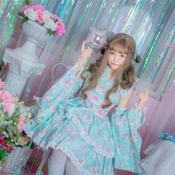 Lolita Gokurakujoudo kimono yukata pokojówka topy dress uniform strój Anime cosplay kostiumy Harujuku cosplay sukienki damskie Loli