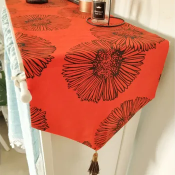 DUNXDECO Table Runner Long Table Cover tkaniny country styl Flora print pomarańczowy kolor nowoczesna strona przyjęcie dekoracja stołu Mesa