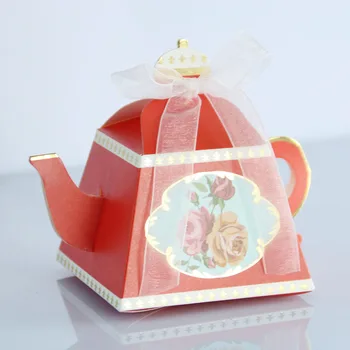 10szt różowy niebieski czerwony lub herbaty w kształcie ślub pudełka czekoladek kwiat prezent ślubny opakowaniu lub herbaty rzecz pudełko dla gościa weselnego
