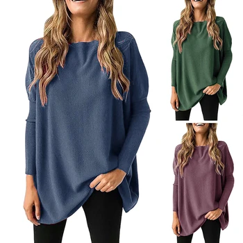 Kobiety Bluzka Koszula 2019 Casual Z Długim Rękawem Z Dzianiny Stałe Koszulki Lady Slim O Szyi Bluzki Damski Sweter Bluzka 813