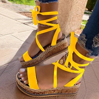 Damskie sandały letnie ma takie buty na koturnie etniczny print moda casual buty damskie sznurowane plażowe Damskie rozmiar plus sandały