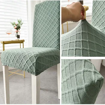 Gruba pokrywa krzesła jadalni kolorem 3D wypukła paski kratka Home Stretch pokrywa siedziska krzesła Elastan Funda Silla Comedor