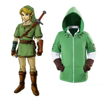 The legend of Zelda bluzy Lynde zielony z kapturem zapinana na zamek błyskawiczny bluza bawełniana z długim rękawem cosplay kostium Nowa dostawa