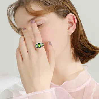Kamień Zielony Peridot 925 Srebro Biżuteria Pierścień Kobieta, Oliwa Z Oliwek, Wykwintne Biżuteria Czechy Owalny Kształt Bolec Instalacja Wygrawerować Męskie Aneis