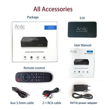 Arylic S10 WiFi i Bluetooth 5.0 HiFi stereo odbiornik audio adapter z Spotify Airplay, DLNA, radio internetowe Multiroom darmową aplikację