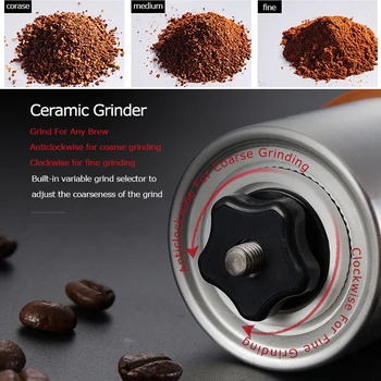 Alocs CW-K17 Travel Manual Coffee Grinder Maker stożkowy Заусенцовая młyn z regulowanym ustawieniem przenośny ręczny młynek кривошипная