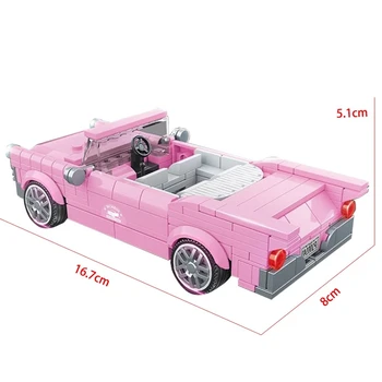 2020 NEW Technic serise Pink Cabrio Famous Supercar Speed Champion Race wyścigi samochodowe sportowe klocki cegły zestawy model