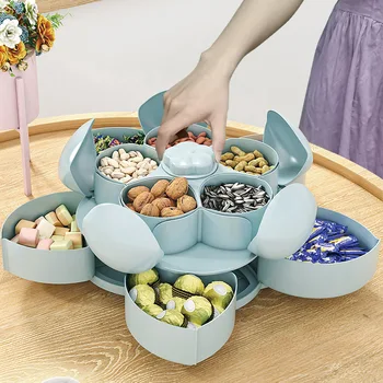 Płatek-forma obrotowe pudełko czekoladek przekąska nakrętka skrzynia kwiat cukierki owocowe talerz walizka do przechowywania żywności dwupiętrowy organizator przechowywania suszonych owoców