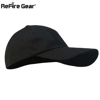ReFire Tactical Gear Camouflage Mesh Baseball Cap Men Casual Oddychającym Sun Protection Snapback Combat Army Hat with Mesh Side