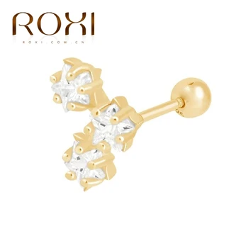 ROXI Creative Stars nieregularne 925 srebro małe kolczyki pręta dla kobiet dziewczyny prezent Pendientes biżuteria Kolczyki chrząstki