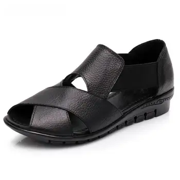GKTINOO 2020 lato Gladiator Rzym codzienne sandały buty Damskie Sandalia Feminina skóra naturalna Klin pięty komfort sandały