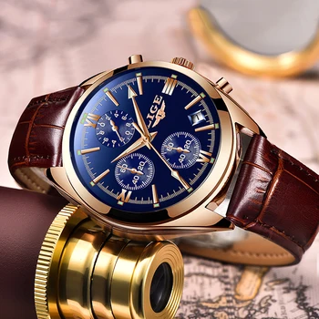 Relogio Masculino zegarki męskie LIGETop Luxury Brand moda męska biznes wodoodporny zegarek kwarcowy dla mężczyzn dorywczo skórzane zegarek