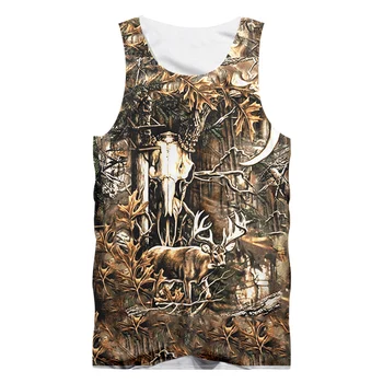 CJLM Fashion Man Tank Top 3D Forest Deer zabawna meble ubrania męskie brązowe liście są przewymiarowane strój sportowy