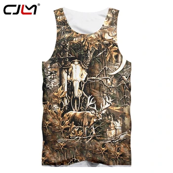 CJLM Fashion Man Tank Top 3D Forest Deer zabawna meble ubrania męskie brązowe liście są przewymiarowane strój sportowy