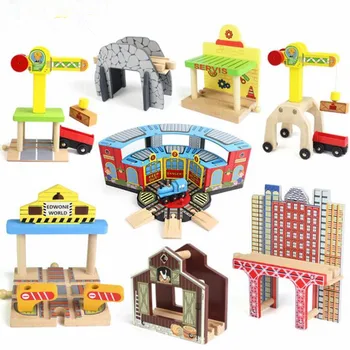 1 drewniany pociąg utwór akcesoria parking stacja kolejowa nadaje się do Thomasa Biro kilka utworów zabawki edukacyjne dla dzieci