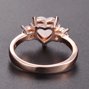 Romantyczne Serce Różowe Złoto Kolor Opal Obrączki Dla Kobiet Palec Pierścień Ślub Rocznica Partii Prezenty