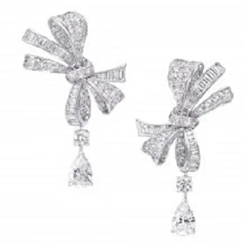 OEVAS pełna musujące Cyrkonią cebula-węzeł kolczyki dla kobiet wysokiej jakości 925 srebro próby poprawiny biżuteria dziewczyny prezenty