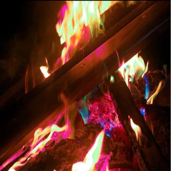 10 szt./lot mistyczny ogień skupia się kolorowe płomienie ogniska Saszetki kominek pit patio kolorowa zabawka materiały pirotechniczne