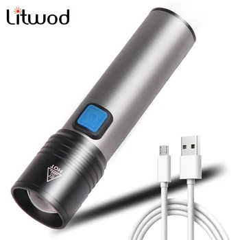 USB Akumulator latarka led XML-T6 wbudowany 1200 mah akumulator 18650 wodoodporny camping światło skalowalne Latarka lampa