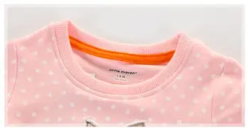 Little maven children brand baby girl clothes jesień nowy projekt kwiat bawełniane topy różowy Fox szary print t-shirt