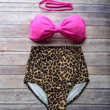 Rimiut S-XXL dla kobiet DIY 2 szt. bikini zestaw bielizny Leopard Beauty Kobieta plaża letni zestaw bikini stroje kąpielowe cap kąpiel odzież bikini