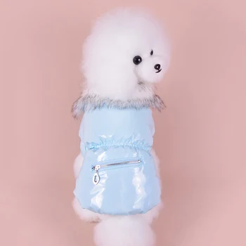 Nowa sztuczna skóra pies kot płaszcz kurtka z kieszeniami na zamek błyskawiczny projekt Pet szczeniak sukienka bluza zima ciepłe ubrania dla zwierząt domowych