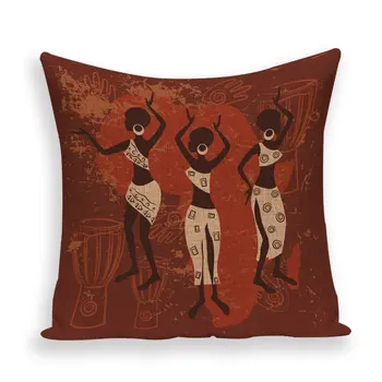 Afrykański styl taniec kobieta etniczne poszewka Afrykański styl poszewka pościel druku kolor tkaniny na kanapie rzucać poduszki
