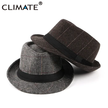 Klimat mężczyźni Jazz kapelusz Cap Fedora plaid formalne kapelusze dla mężczyzn stałe zimowe poliester wełniane filcu kapelusz Cap czarny Fedora mężczyźni kapelusz Cap